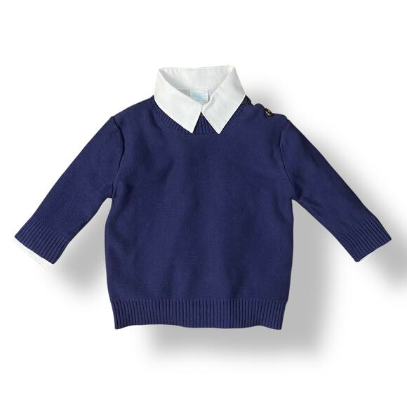 Edgehill Collection NWT Boys Navy Blue White Button up Sweater Size 6M Preppy - Picture 1 of 12